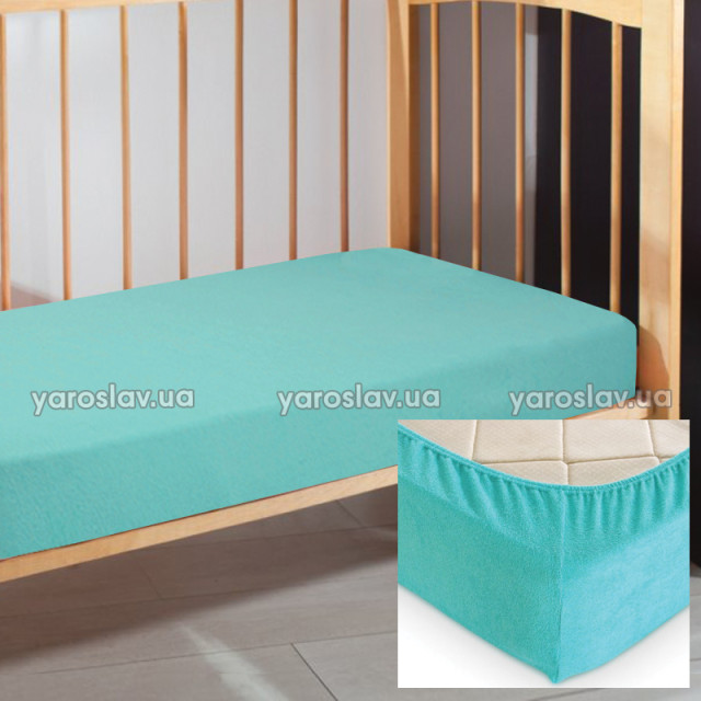 Prześcieradło dziecięce frotte z gumką 02 mentol 120x60x10 cm TM Yaroslav